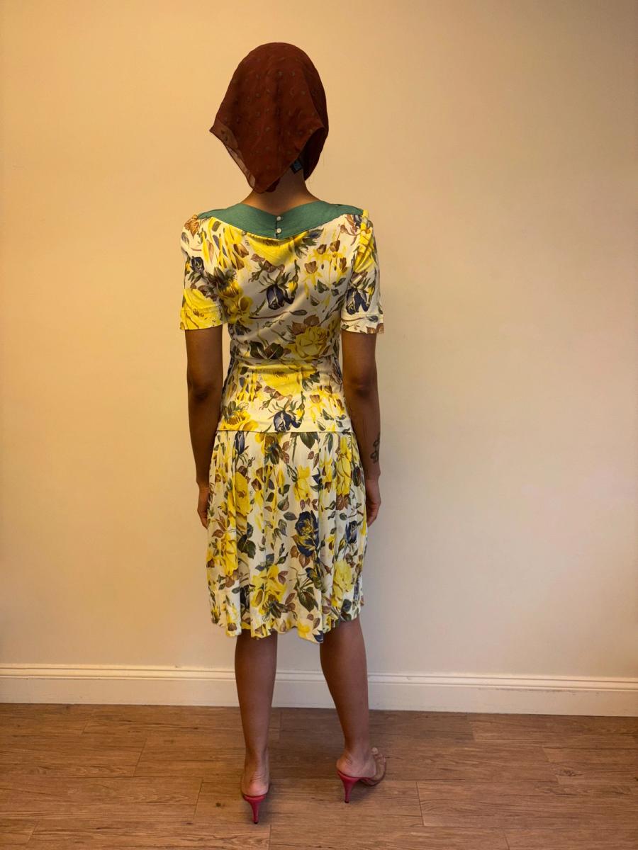 1940s Floral Print Drop Waist Dress product image