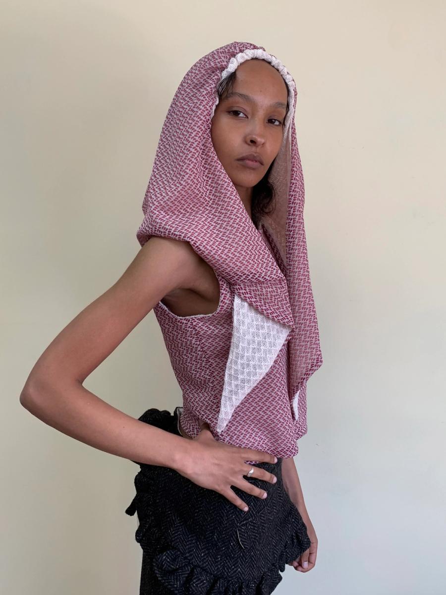 Shinichiro Arakawa Dramatic Hooded Top in Rose product image