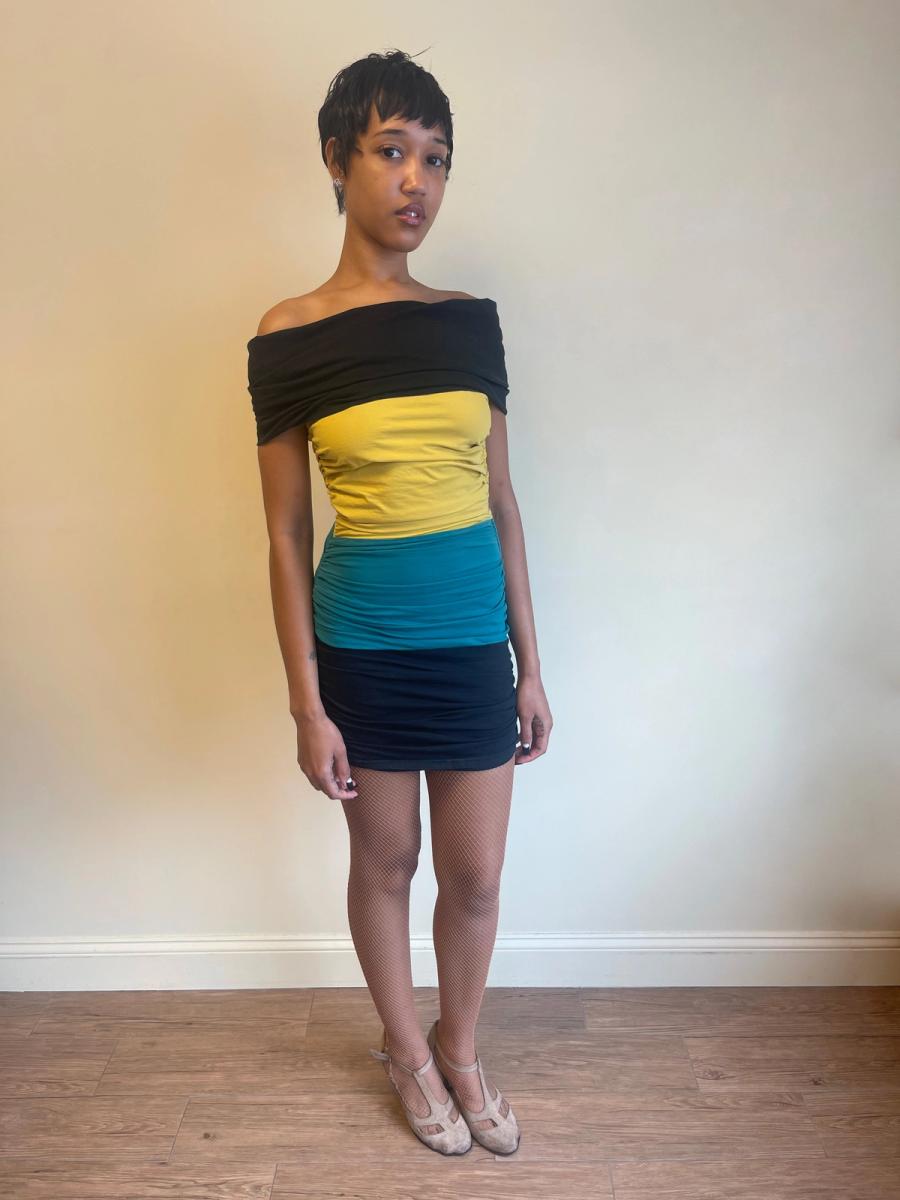 80s Victorio & Lucchino Tri-Color Dress product image