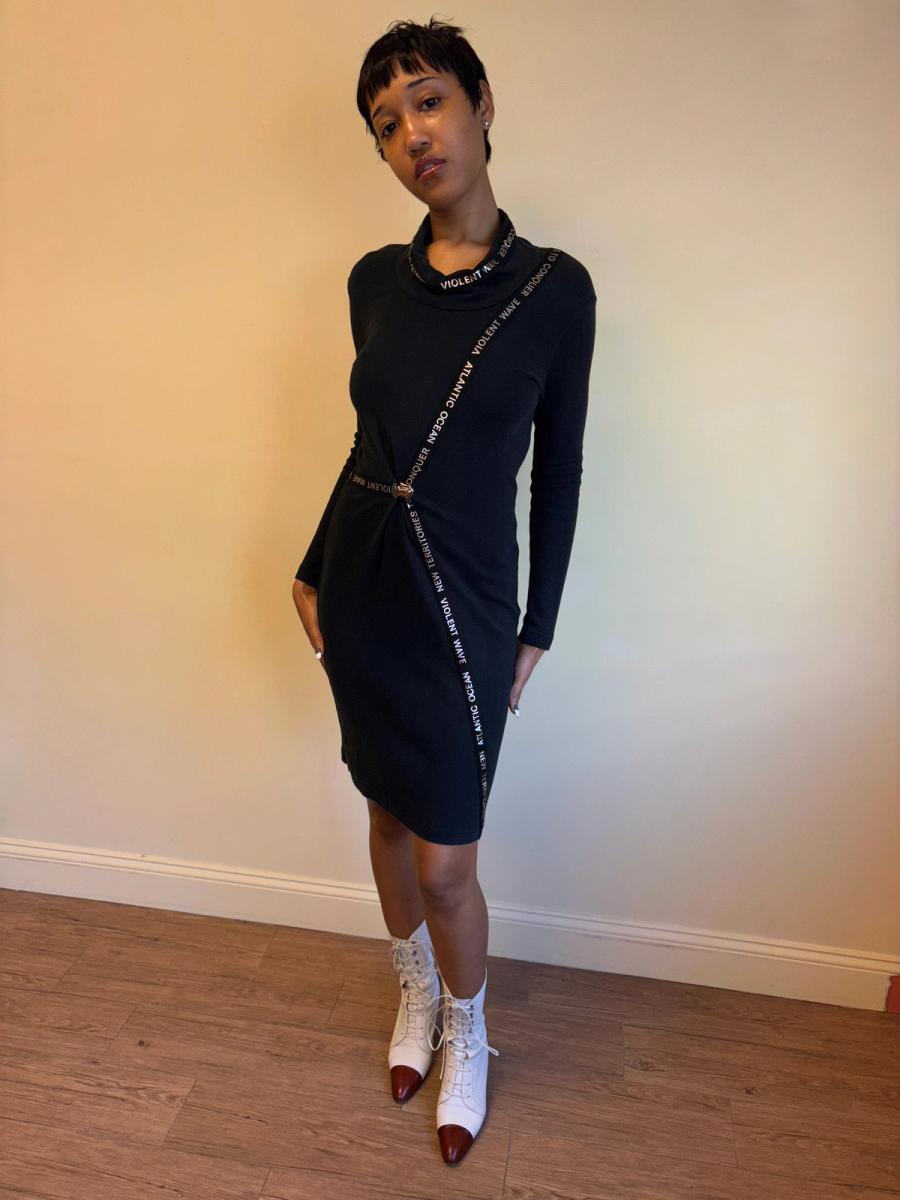 80s Kansai Yamamoto Suspender Clip Text Dress product image