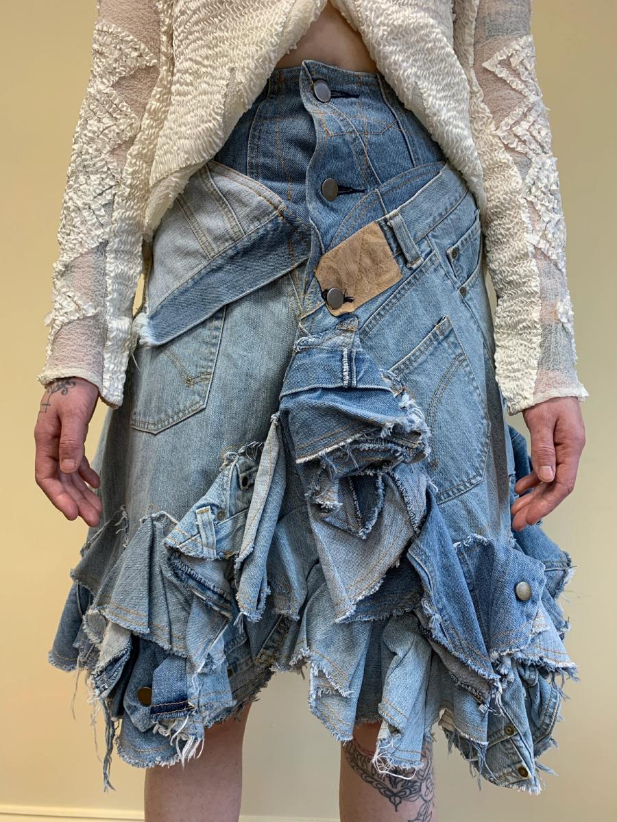 Nozomi Ishiguro Patchwork Denim Ruffle Skirt product image