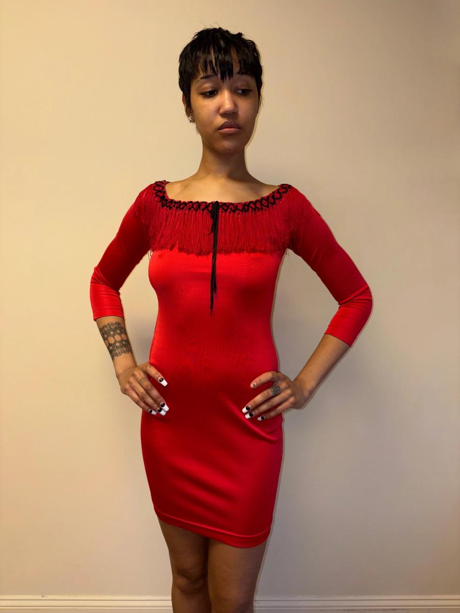 90s Chantal Thomass Red Fringe Dress product image