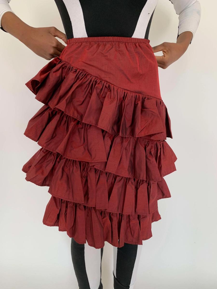 80s Norma Kamali Taffeta Ruffle Skirt product image