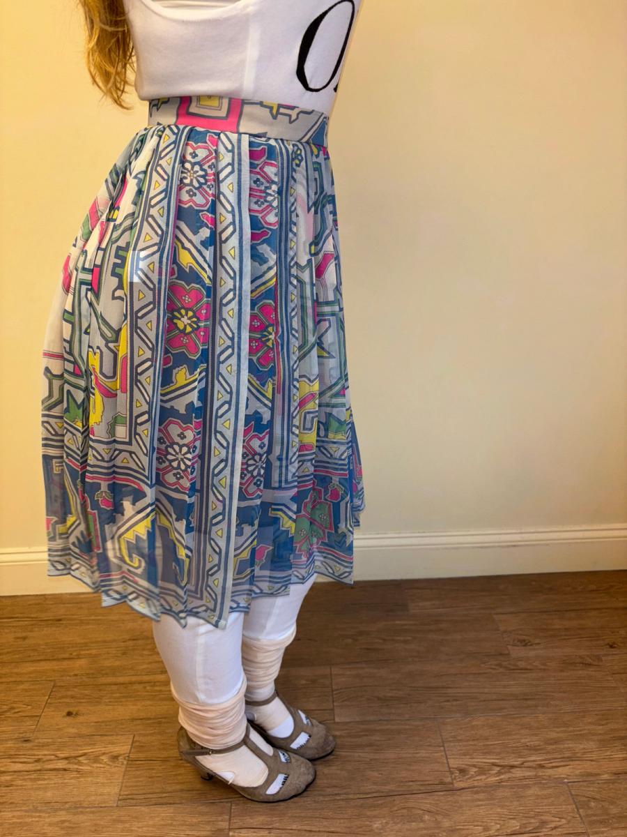 80s Ungaro Pleated Floral Chiffon Skirt  product image