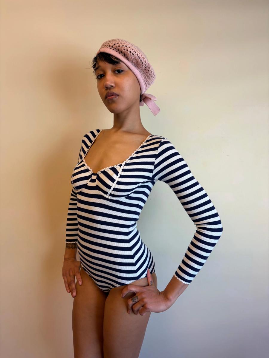 Vintage Chantal Thomass Striped Bustier Leotard product image
