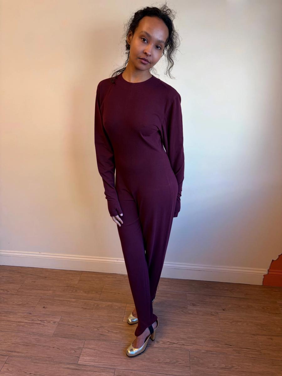 80s Norma Kamali Plum Leotard product image