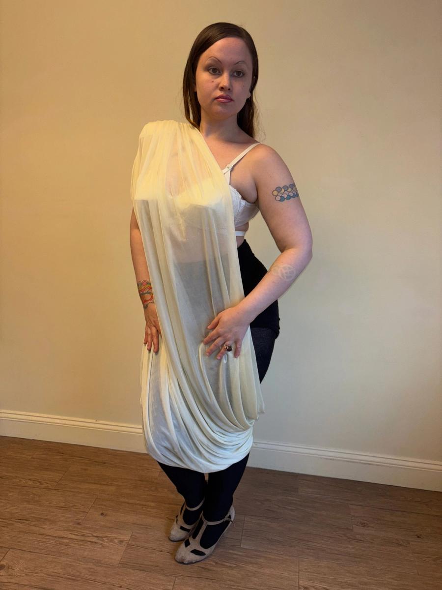 80s Norma Kamali Draped One Shoulder Dress product image