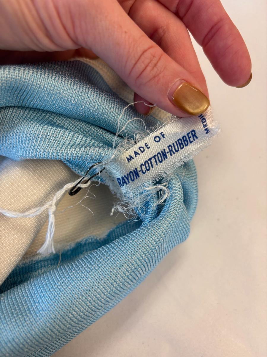 30s or 40s Rubber Baby Blue and White Waist Cincher product image