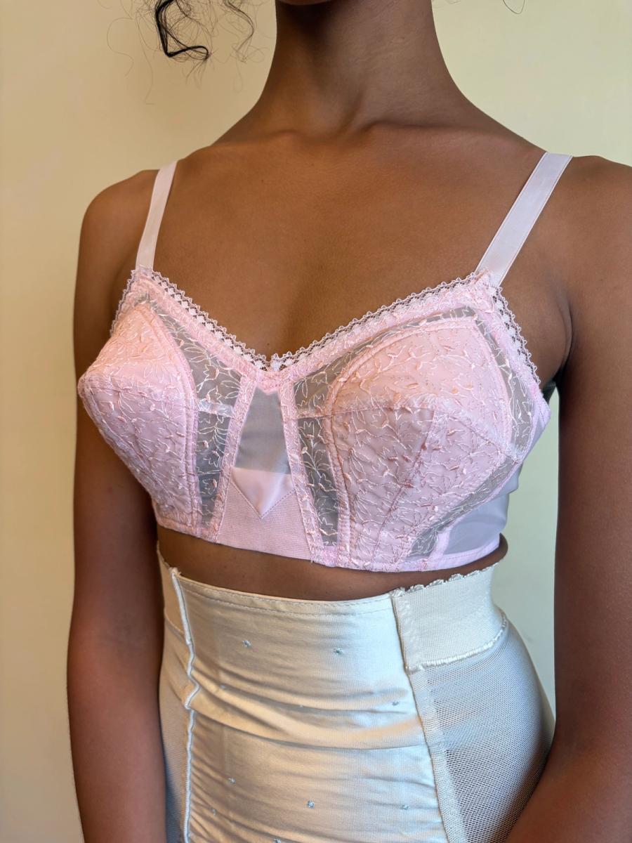 50s Pink Lace Cutout Bra product image