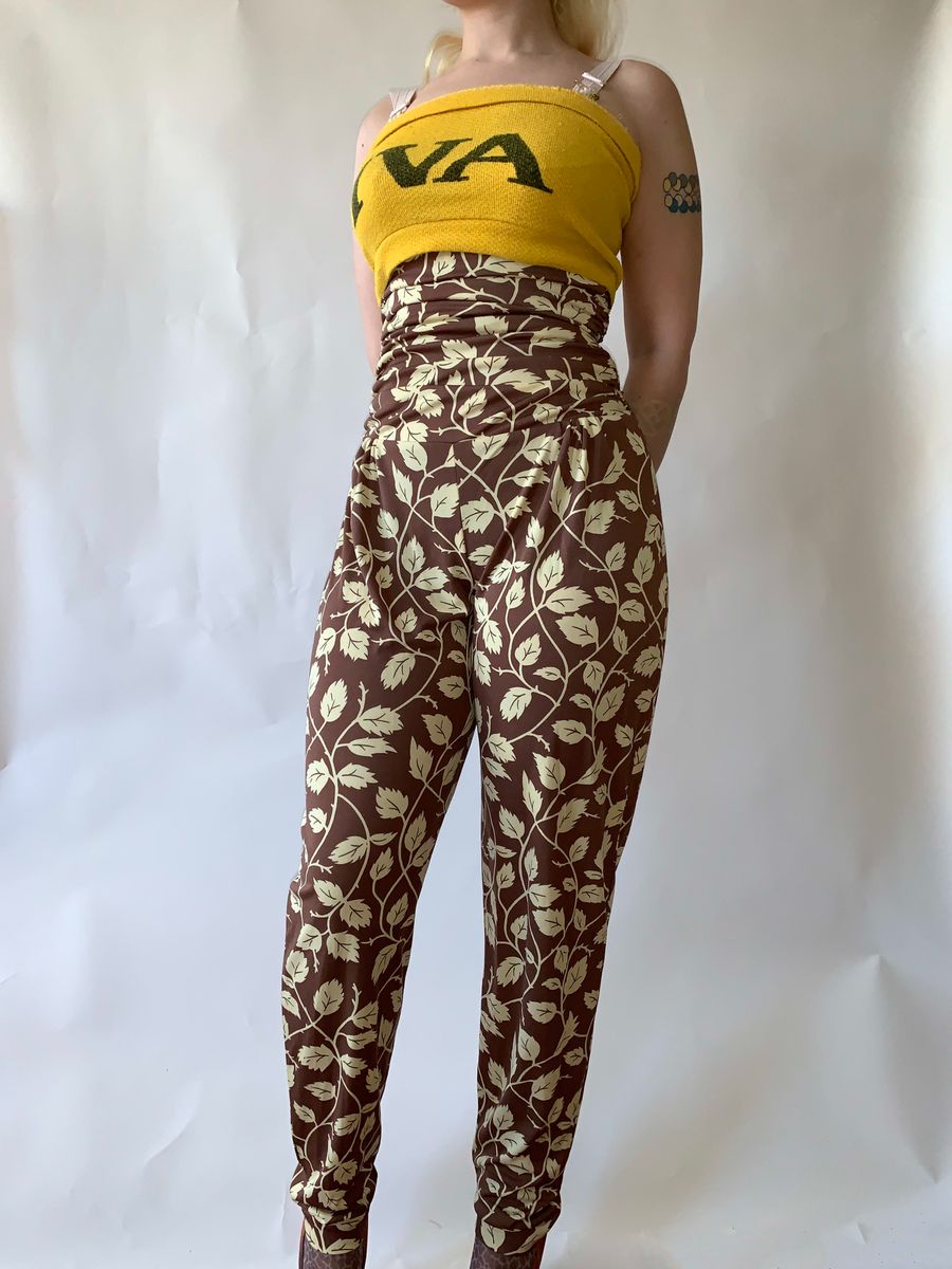 Norma Kamali OMO Giraffe/Vine Print High Waist Pants product image