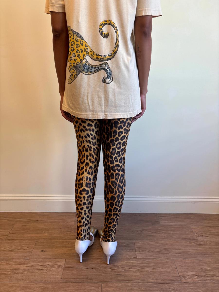 80s Yvan & Marzia Cheetah Print Stirrup Leggings product image