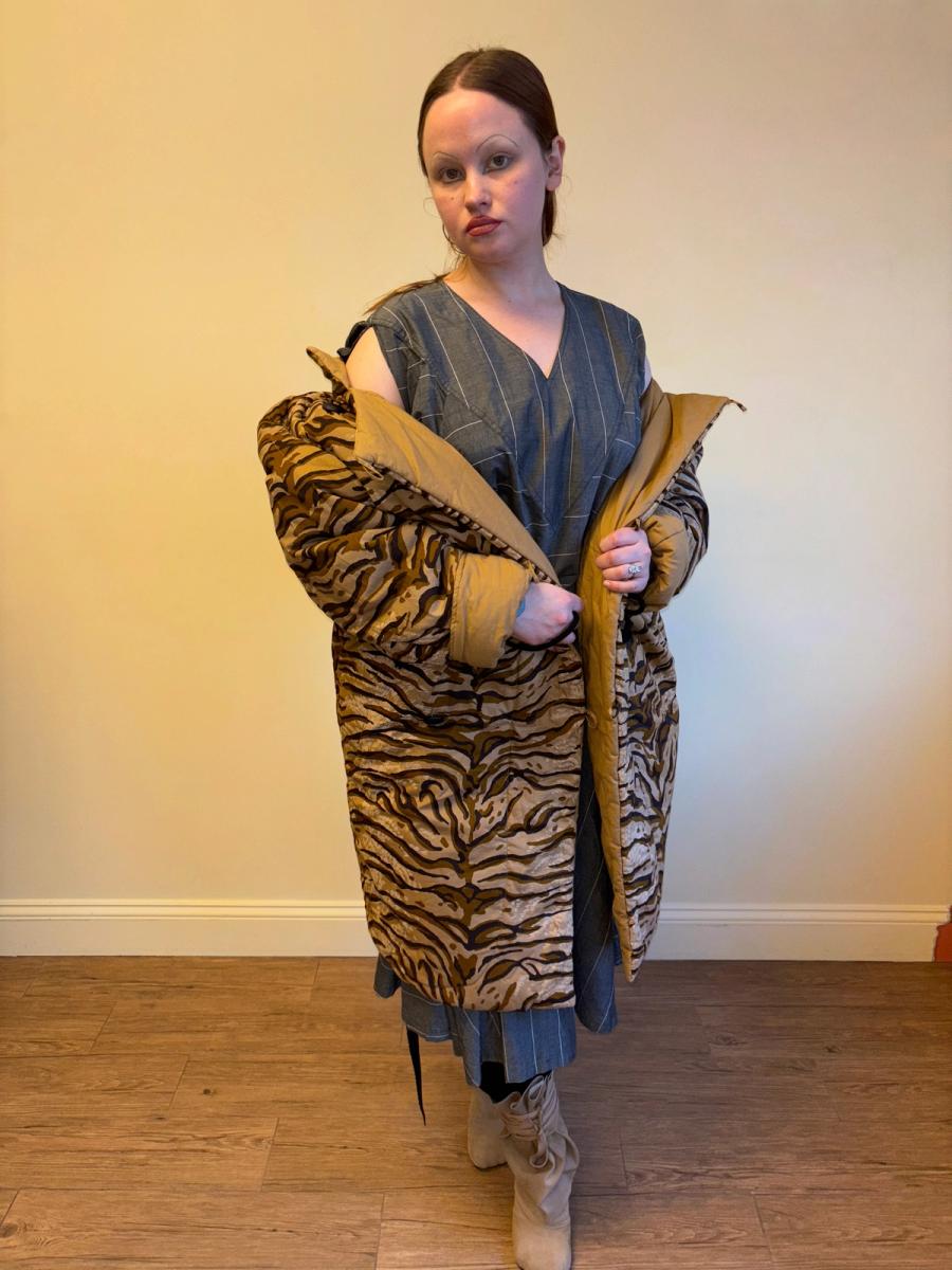 90s Norma Kamali Tiger Print Sleeping Bag Coat product image