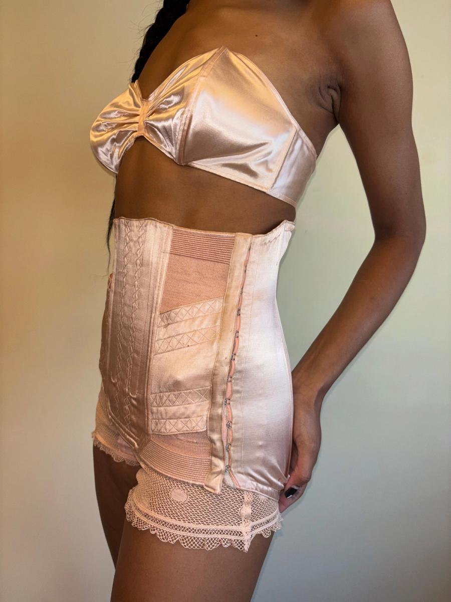 1930s Pink Satin Girdle product image