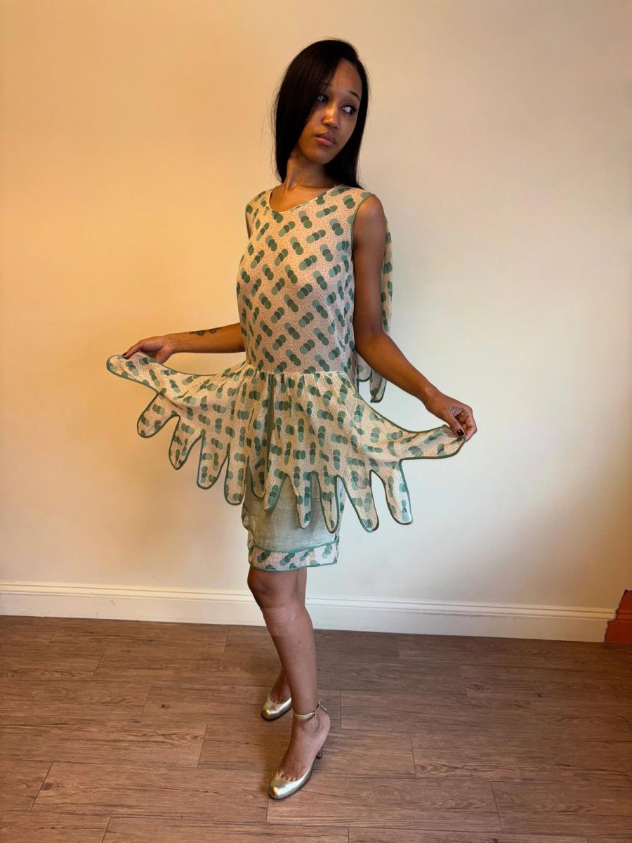 1920s Green Polka Dot Voile Day Dress product image