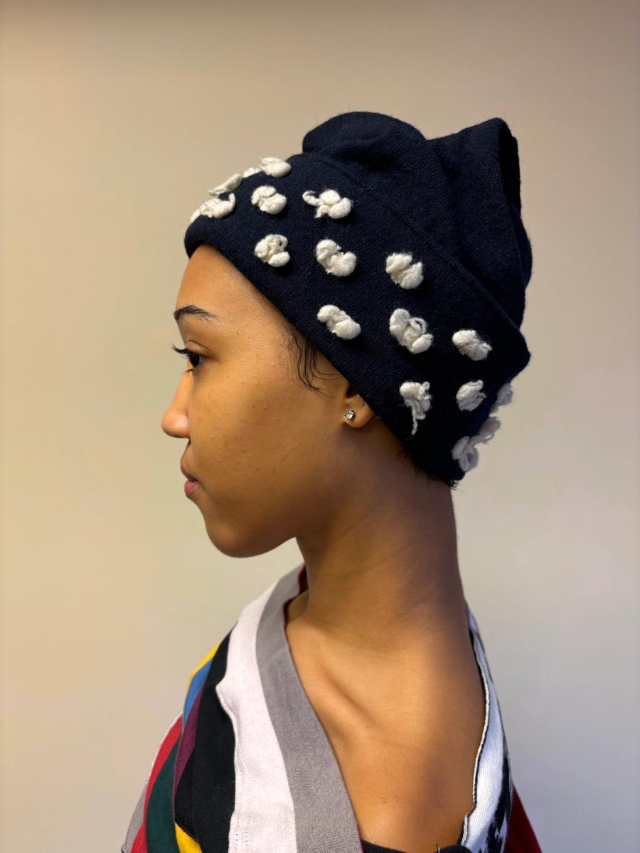 Vivienne Westwood Cocotte Navy Tufted Knit Hat product image