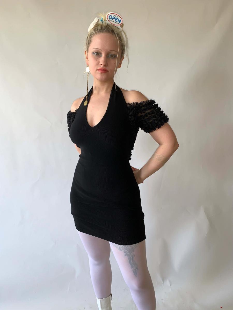 Chantal Thomass Black Frill Bodycon Dress