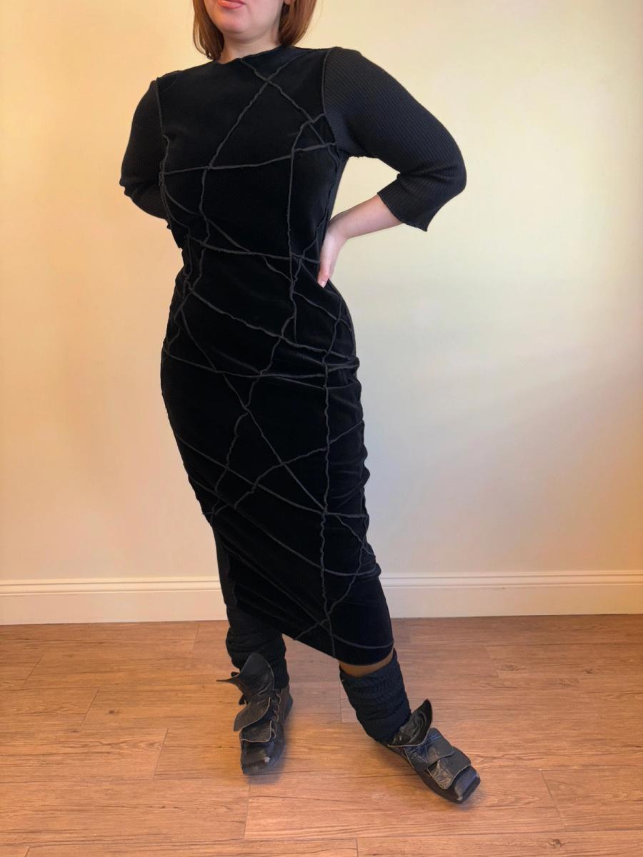 90s Patchwork Velvet Jean Colonna Dress product image