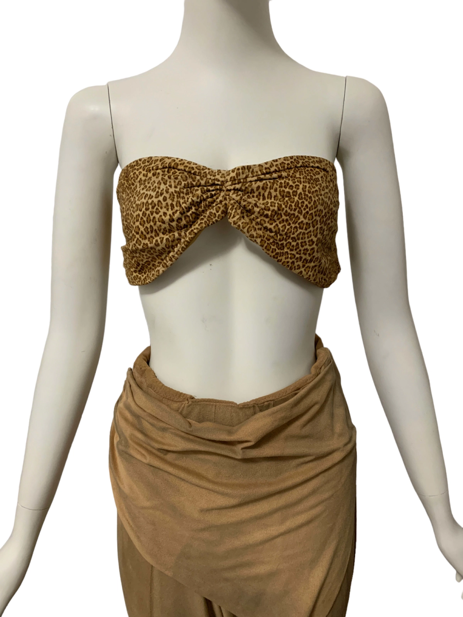 80s Norma Kamali OMO Leopard Suede Bandeau product image