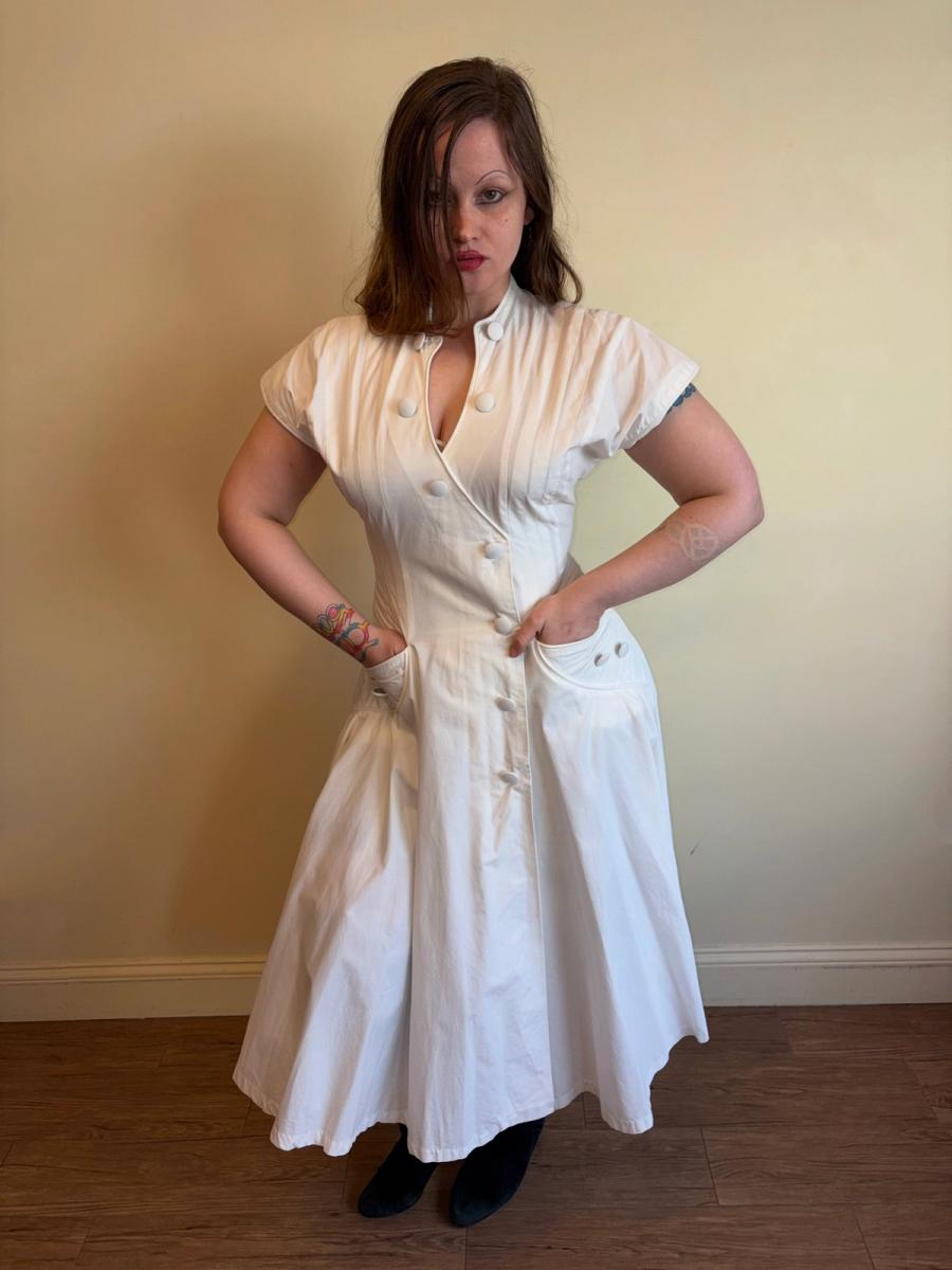 1980s Claude Petin Sweeping Fit & Flare Dress product image