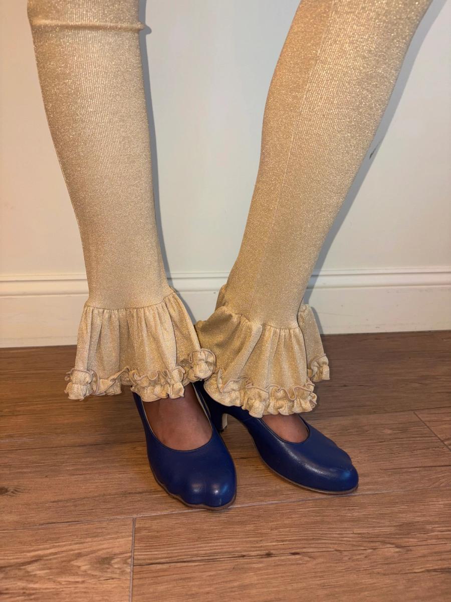 Chantal Thomass Gold Ribbed Pants With Ankle Frill product image