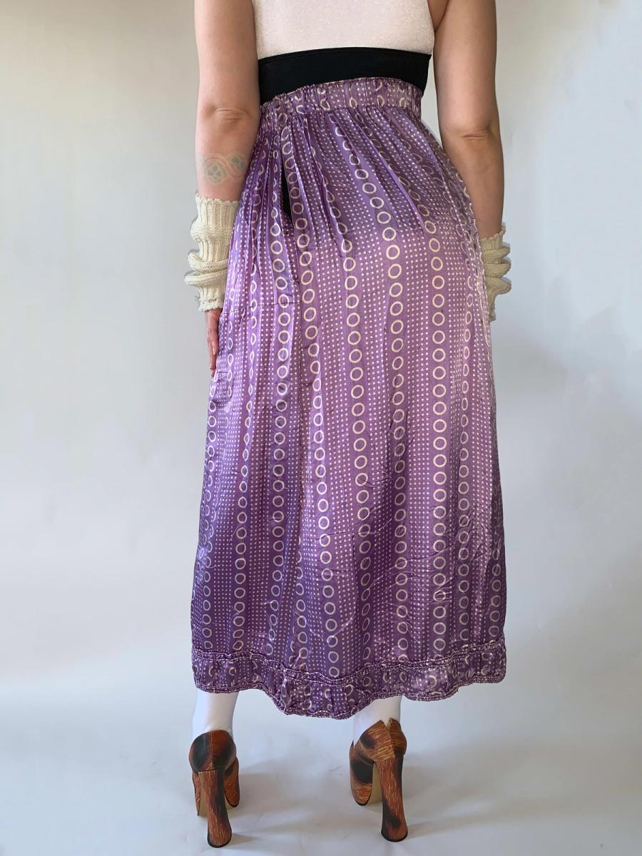 1910 France Purple Circle Print Skirt