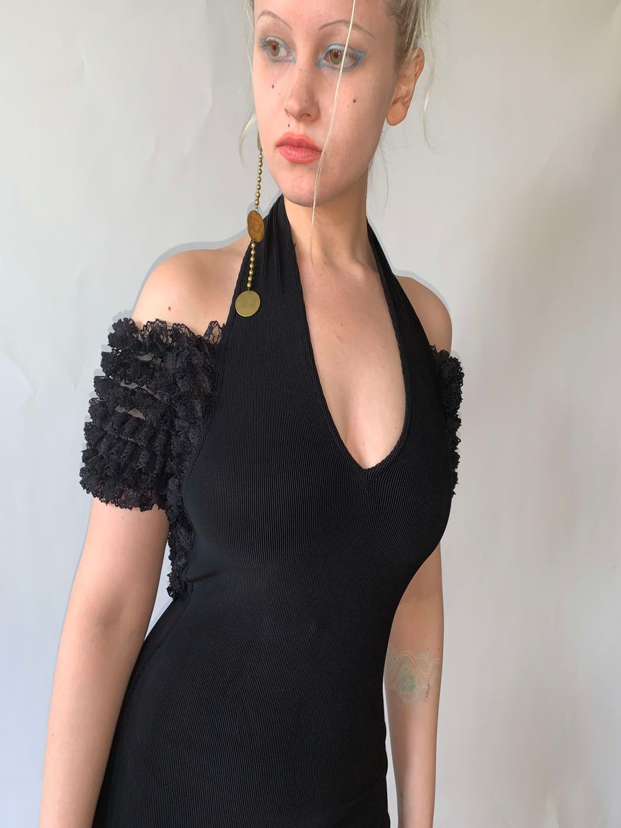 Chantal Thomass Black Frill Bodycon Dress product image