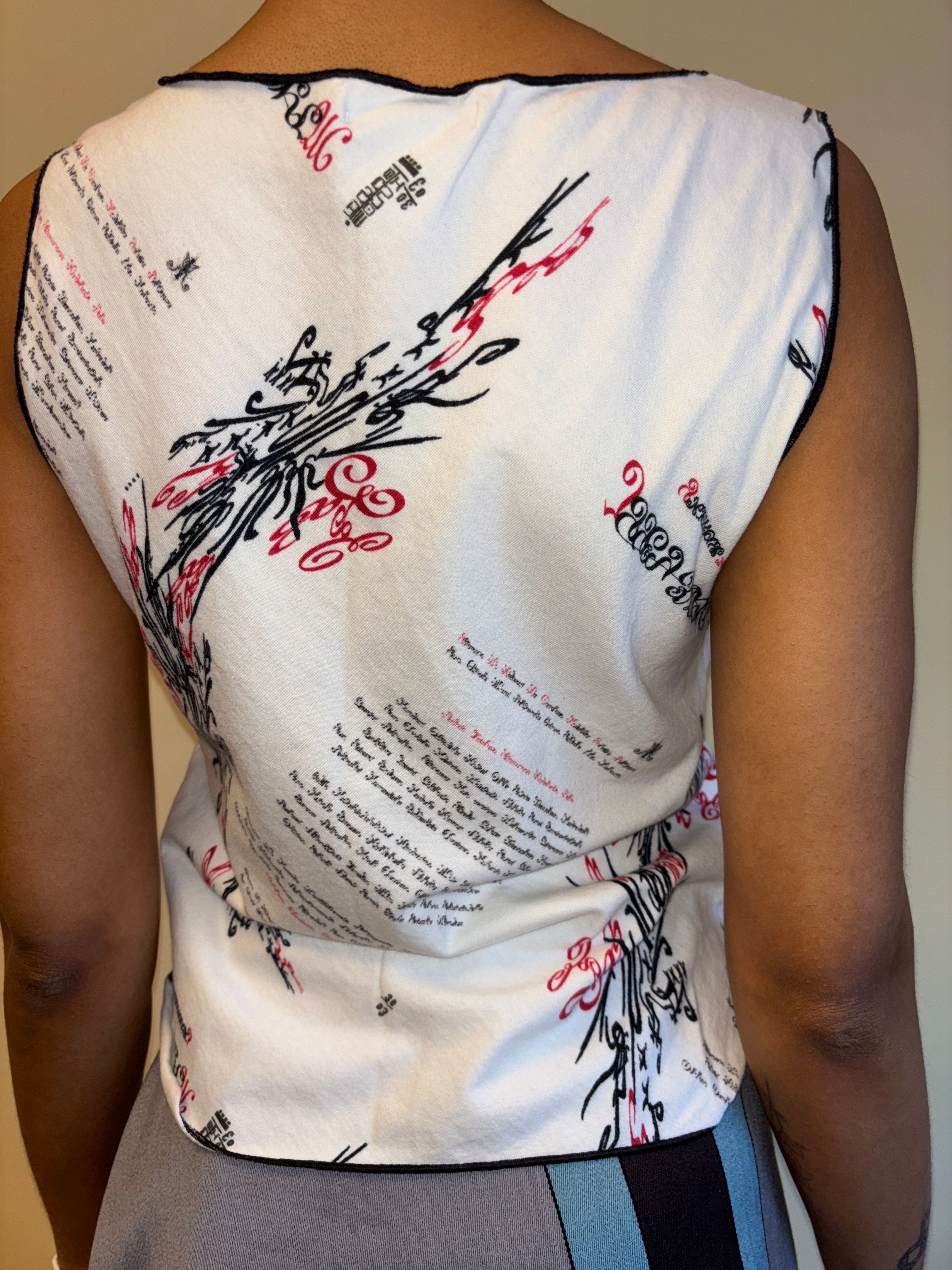 トップス ISSEY MIYAKE SS2004 TATTOO PRINT TOP Issey Miyake SS 2004 Tattoo Art Nouveau Tank Top