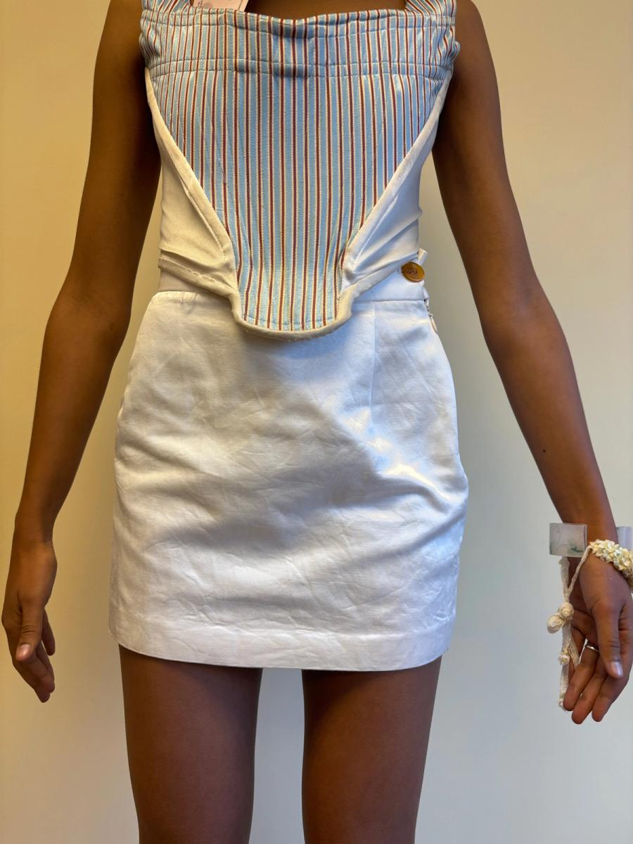 90s Vivienne Westwood White Satin Miniskirt