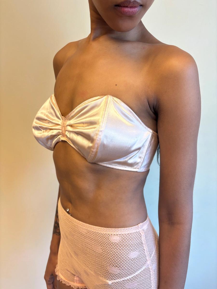 40s French Pink Satin Bra product image
