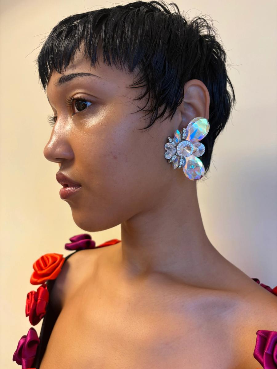 80s Wendy Gell Crystal Butterfly Earrings  product image