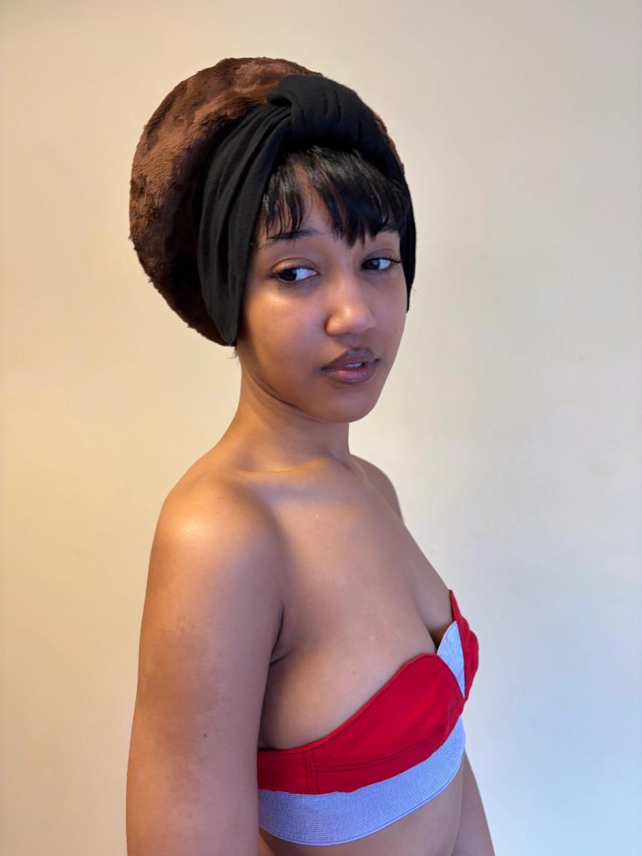 80s Norma Kamali Faux Fur Turban Hat product image