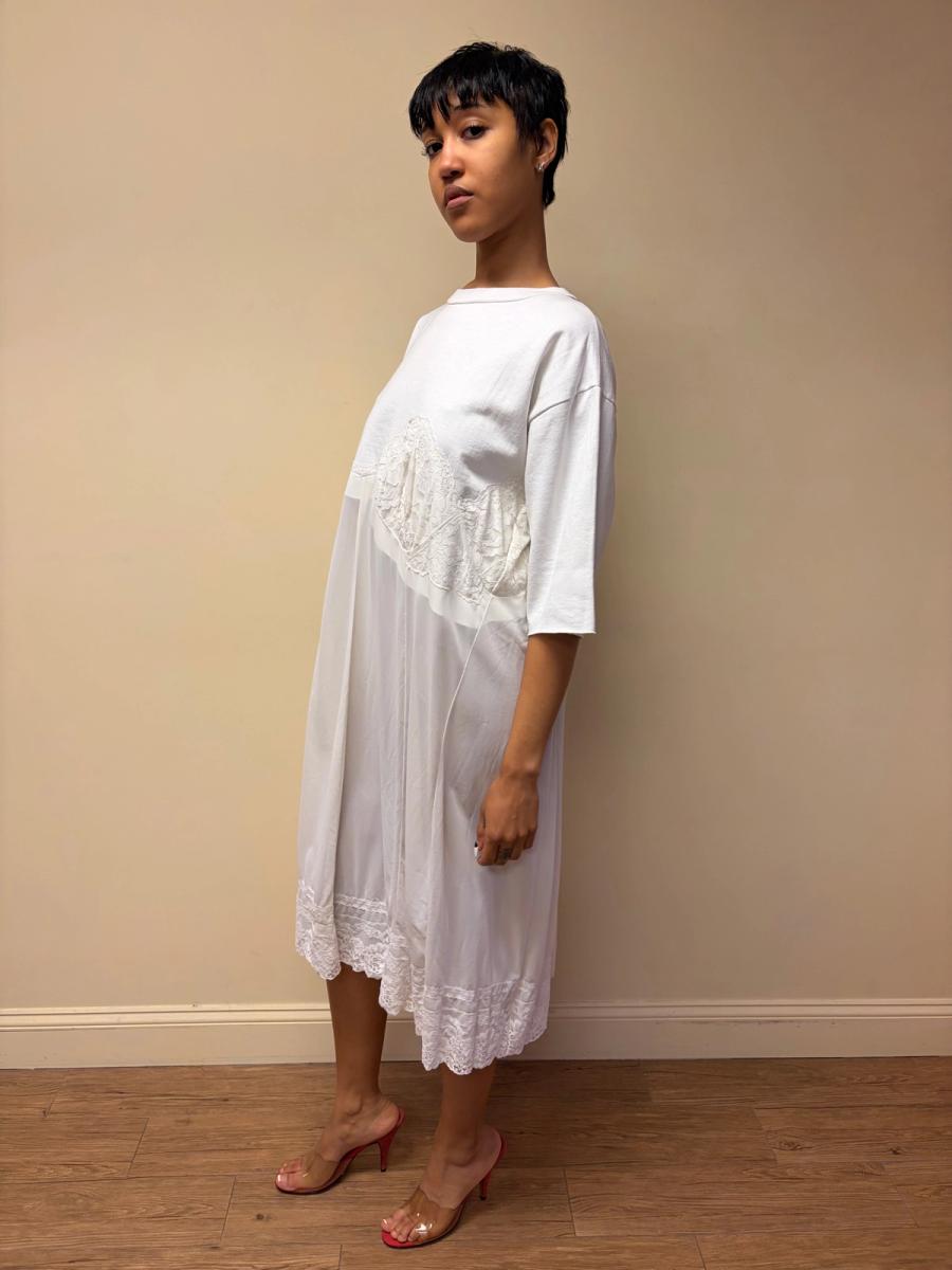 Yeah Right!! White Patchwork Slip Dress product image