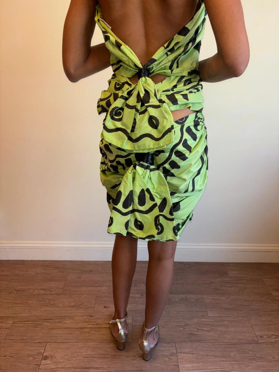 80s Angelo Tarlazzi Abstract Dress with Raffia product image