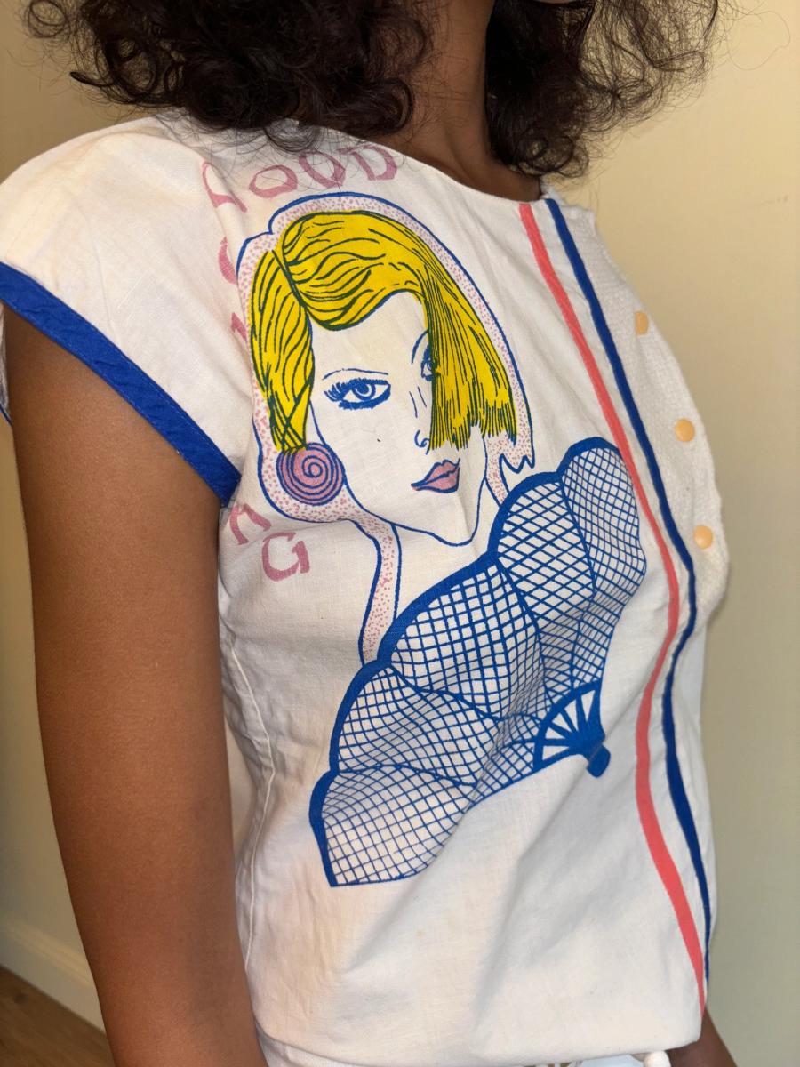 1980s French Illustrated Woman Shirt product image