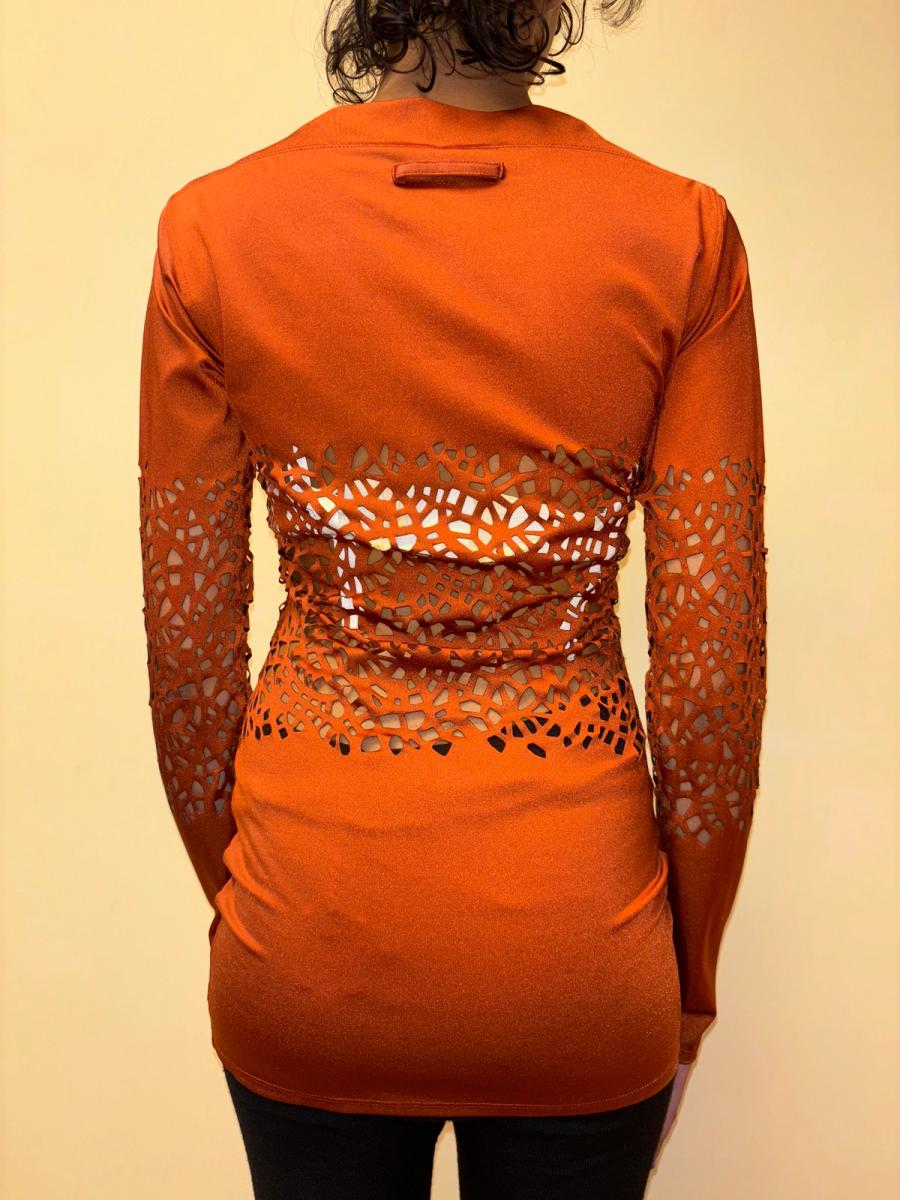 90s Jean-Paul Gaultier Orange Lasercut Top product image