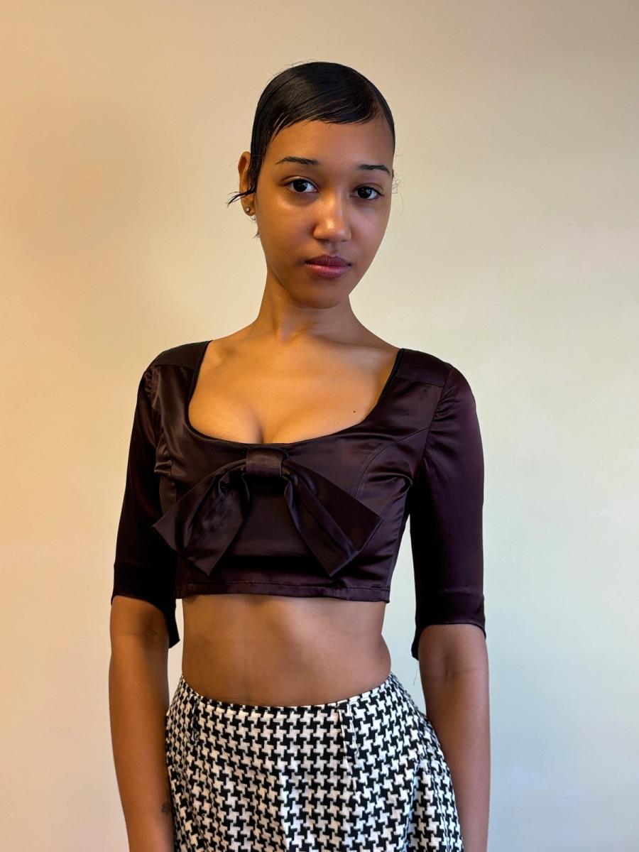 90s Vivienne Westwood Short Corset With Sleeves & Bow product image