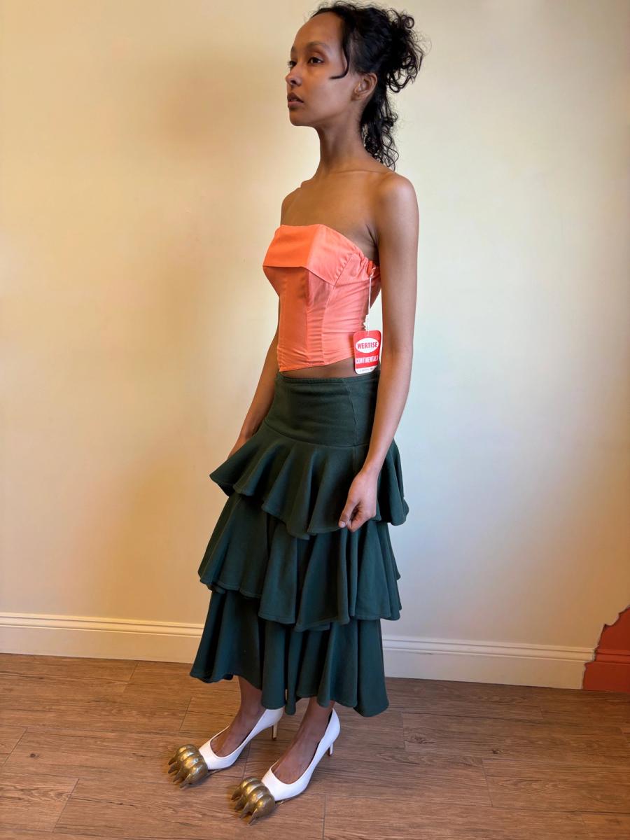 80s Norma Kamali Fleece Ruffle Skirt product image