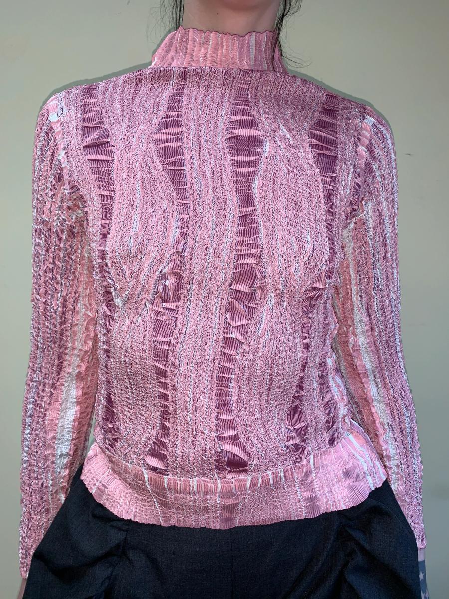 90s Yoshiki Hishinuma Pink Pleated Top product image