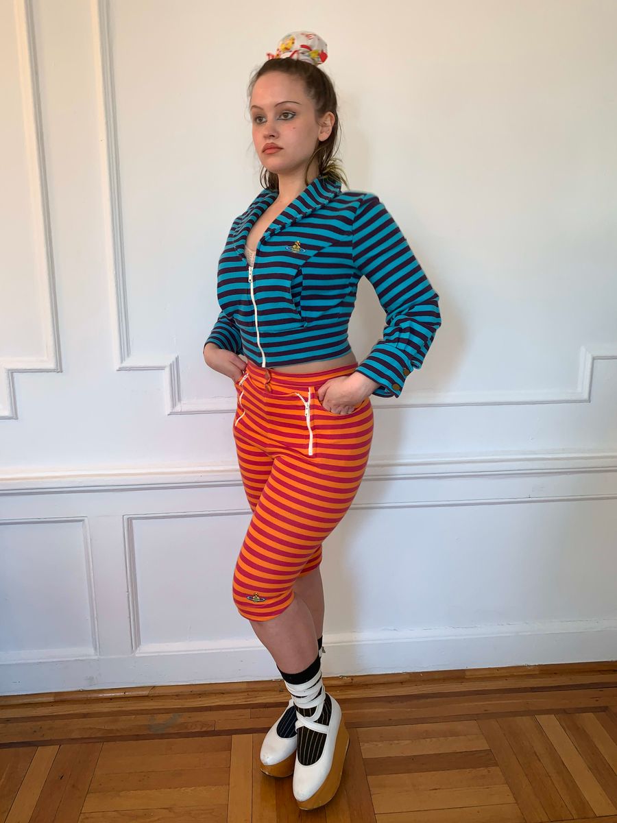 90s Vivienne Westwood Peekaboo Striped Breeches product image