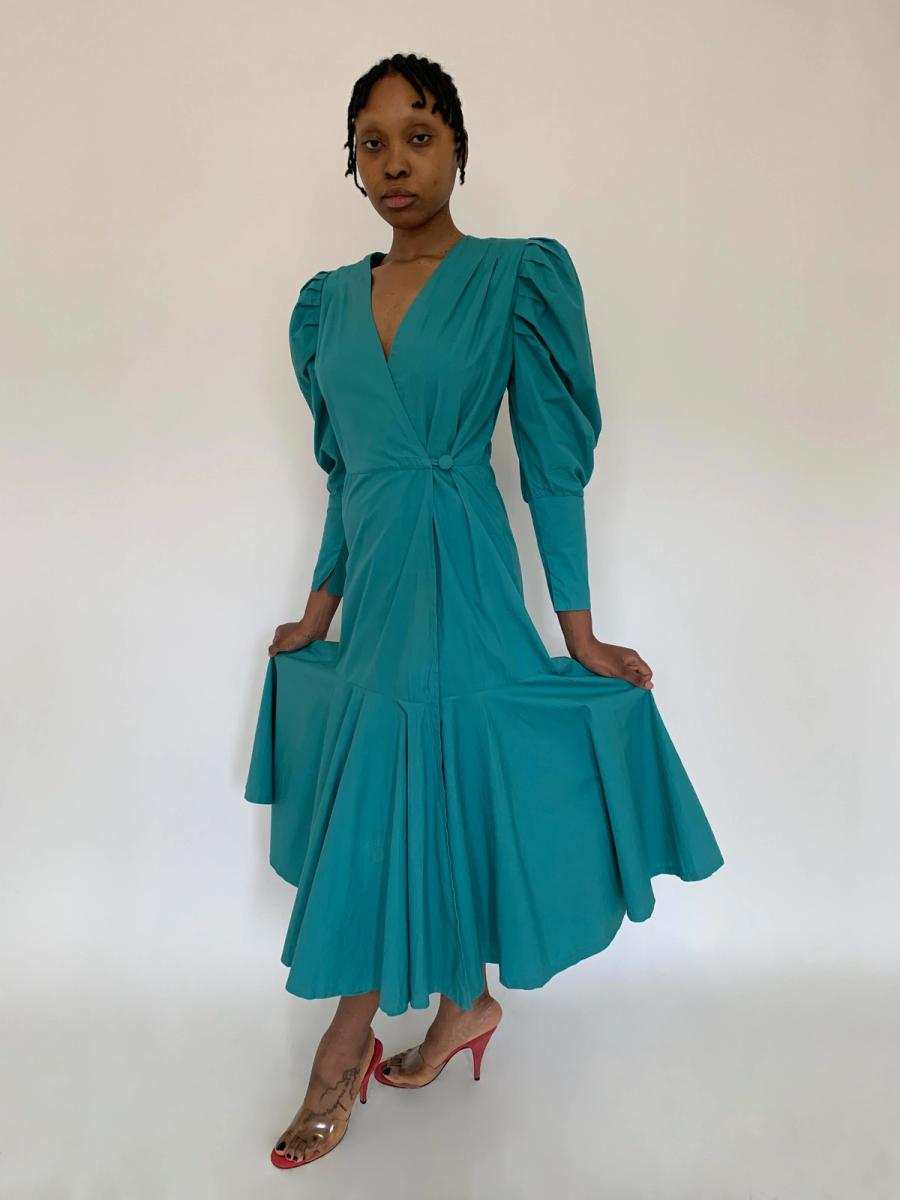 80s Norma Kamali Mutton Sleeve Dress product image