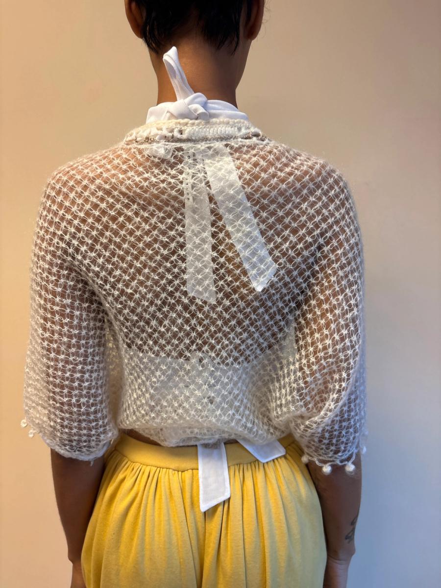Sunao Kuwahara Lace Mohair Crocheted Wrap Shawl  product image