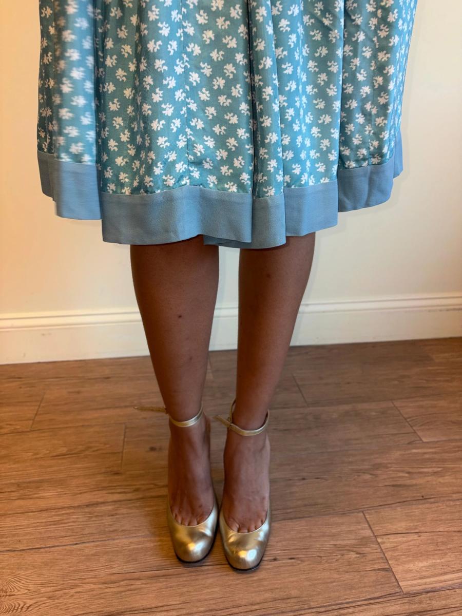 1940s Turquoise Floral Cold Rayon Dress product image