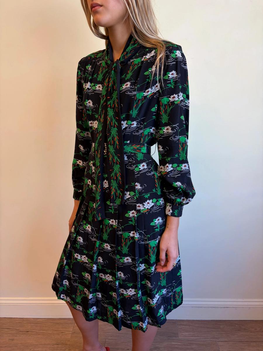 70s Koshino Sisters Lotus Print Secretary Dress product image