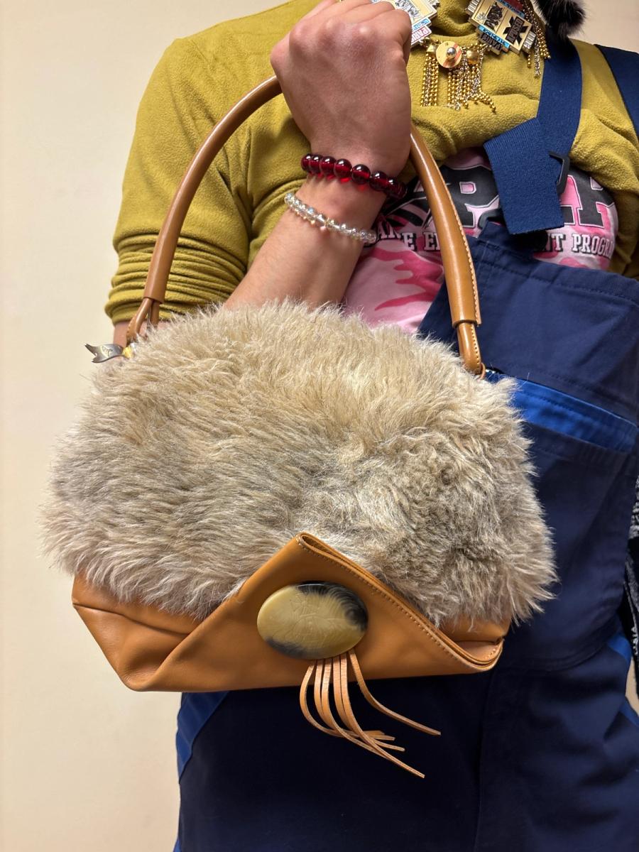 90s Vivienne Westwood Faux Fur and Orb Button Purse product image