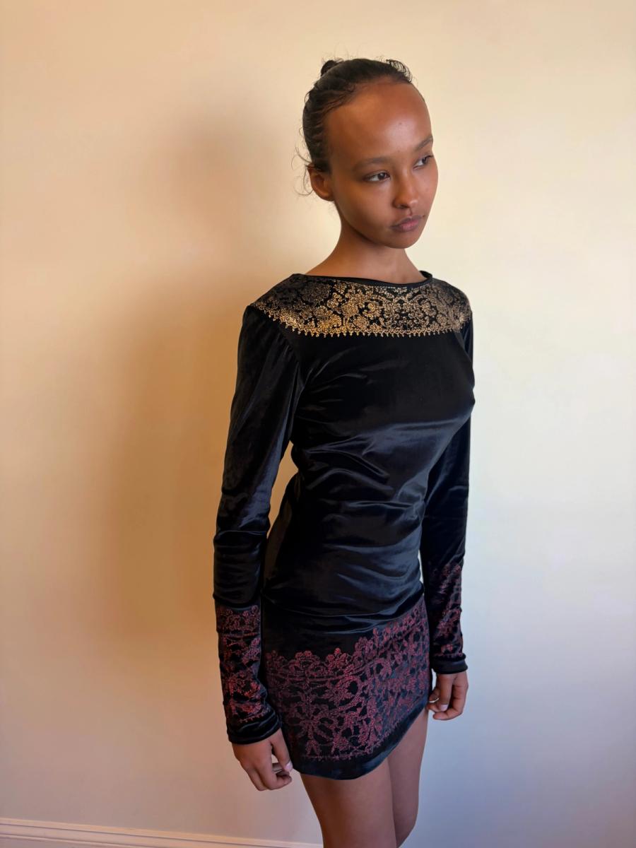 1992 "Always on Camera" Vivienne Westwood Gold Foil Velvet Dress product image