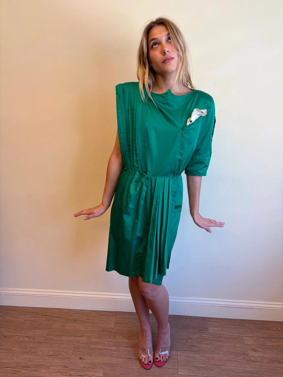 1980s Thierry Mugler Emerald Asymmetrical Dress  product image