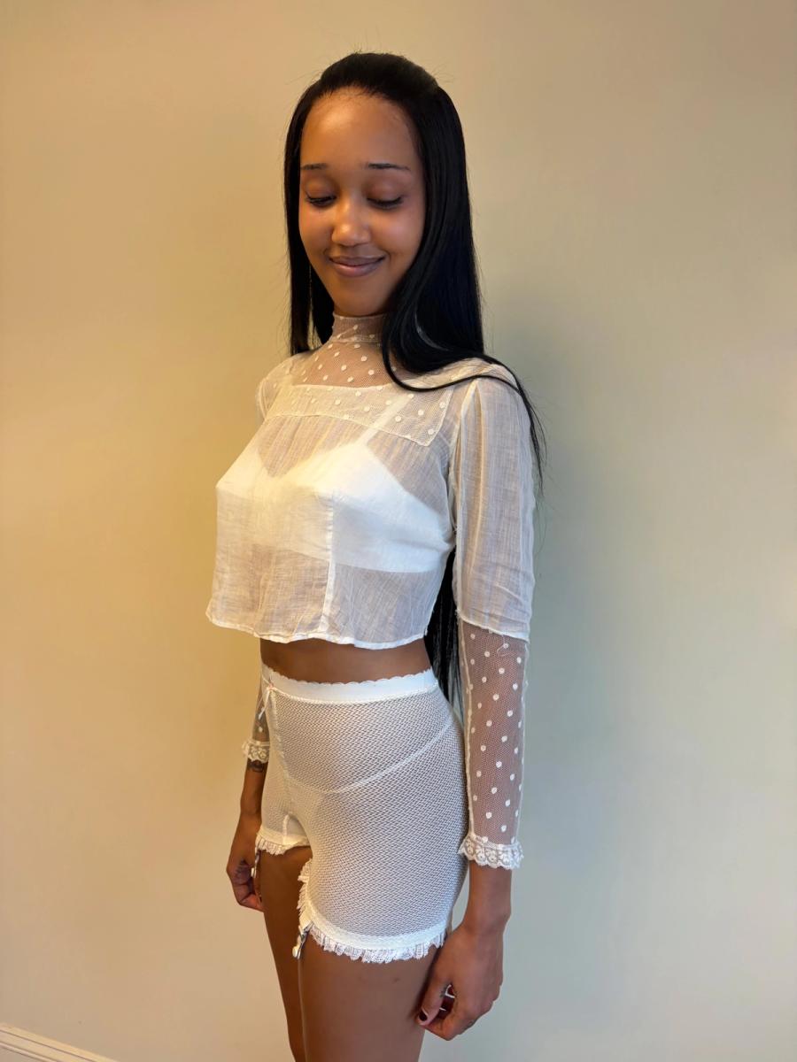 Edwardian White Lace Dot Blouse product image