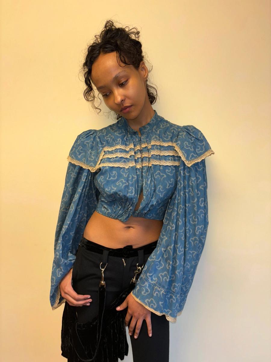 1860s Rare Bell Sleeve French Calico Bodice product image