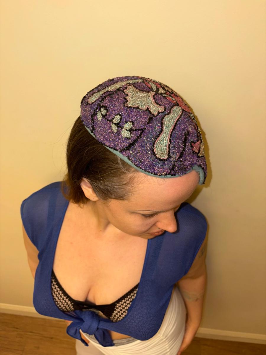 1920s Beaded Casque Helmet Hat product image