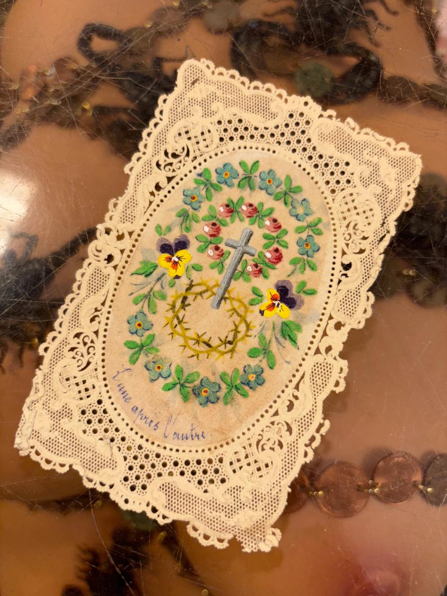 Antique French Lace Paper Religious Card product image